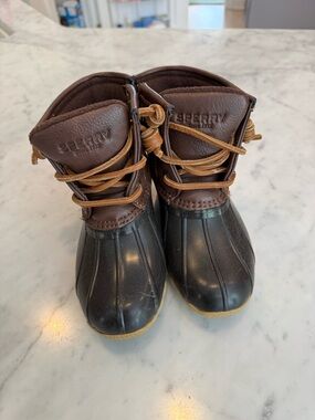 Sperry Kids Black and Brown Waterproof Duck Boots